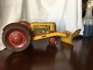 Vintage 1950’s Marx Pressed Steel Tractor With Plow