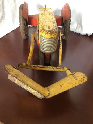 Vintage 1950’s Marx Pressed Steel Tractor With Plow 7