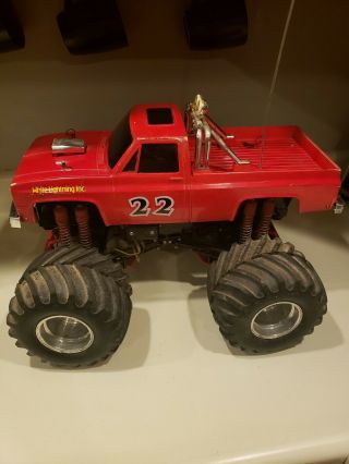 Vintage Tamiya Clod Buster 4x4x4 Red R/c Monster Truck With Aluminum Wheels Rims