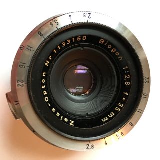 Carl Zeiss - Opton Nr 1133160 35mm Biogon 1:2,  8 Contax Camera Lens Vintage Germany