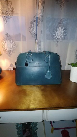 Vintage Teal Leather Dooney And Bourke Satchel With Lock And Key Rare