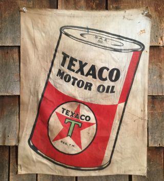 Rare Vintage 1935 Texaco Motor Oil Gas Service Station Banner Sign
