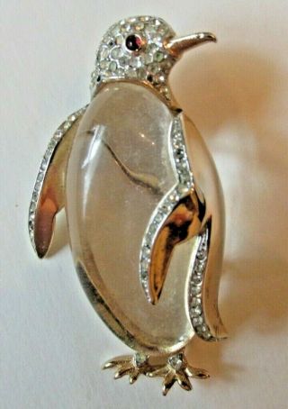 Trifari Sterling Penguin Jelly Belly Brooch - Alfred Philippe