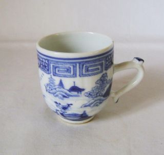 C.  18th Chinese Blue & White Cup With Handle: Fine Landscape: A/f One Small Chip