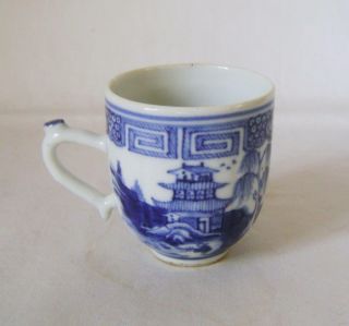 C.  18th Chinese Blue & White Cup with Handle: Fine Landscape: a/f one small chip 2