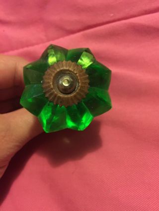 Antique Vintage Green Glass Drawer Pull Cabinet Knob 2