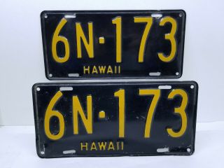 Vintage Hawaii License Plate Set - Front & Back 1953 1954 1955 1956 Model