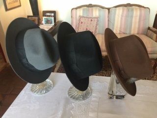Vintage 1980s,  Fur Felt Fedora Hats; Stetson Indian Jones; Churchill Ltd.