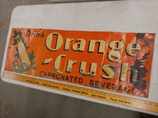 1930s Vintage Orange Sign Embossed Tin Sign With 1920 Bottle - - 13x39 1/2 - -
