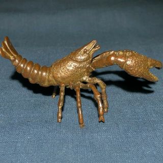 Collectible Old Antique Solid Copper Chinese Handwork Lobster Ornament Statue