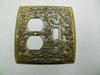 Vintage Holten Products Decorative Brass Combo 2 Gang Switch Receptacle Plate