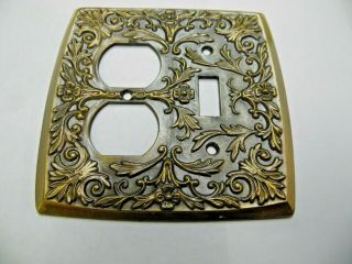 Vintage Holten Products Decorative Brass Combo 2 Gang Switch Receptacle Plate 2