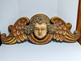 Antique Plaster Carousel Cherub Shield/trim Early 1900 