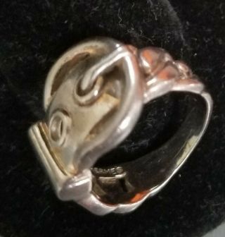 Vintage Hermes Sterling Silver Buckle Chain Ring With Boxes Us