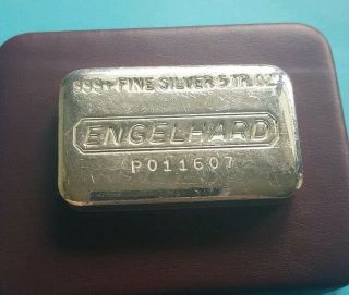 Vintage Engelhard 5 Troy Oz.  999 Silver Hand Poured Loaf Bar Ingot P011607