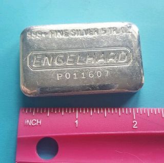 Vintage Engelhard 5 troy oz.  999 Silver Hand Poured Loaf Bar Ingot P011607 3