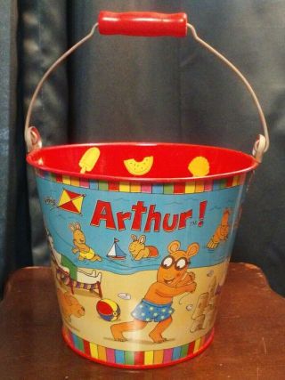 Vintage Tin Sand Pail " Arthur " By Schylling Made In Estonia