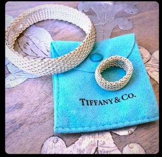 Authentic Tiffany & Co Somerset Mesh Bracelet & Ring Set