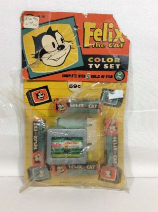 Vintage 1950s Felix The Cat Lido Toy Color Tv Set & 5 Rolls Film Pack