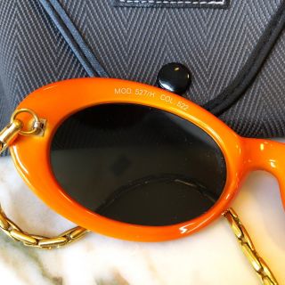 GIANNI VERSACE orange mod glasses w/ gold - toned chain arms & Medusa Head charms 3