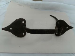 Vintage Cast Metal Door Pull And Thumb Lever Arrow Design 10.  5 " Surface Rust