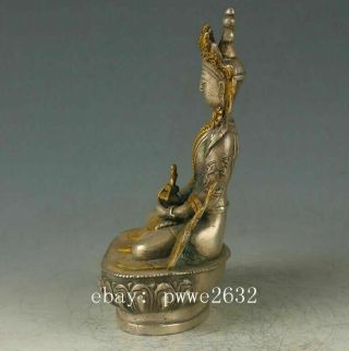 Chinese Antique Silver copper Gilt Carved Figure Of Buddha statue d02 2