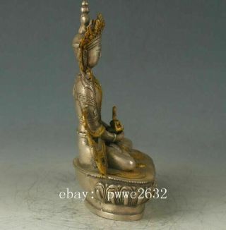 Chinese Antique Silver copper Gilt Carved Figure Of Buddha statue d02 4