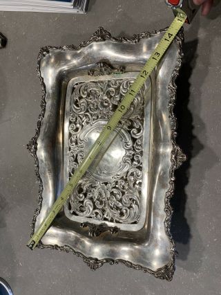 RARE Mauser Mfg Co Sterling Silver Art Nouveau Asparagus Tray with Pierced Liner 10