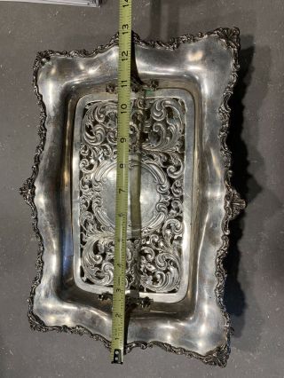 RARE Mauser Mfg Co Sterling Silver Art Nouveau Asparagus Tray with Pierced Liner 9