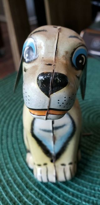 Vintage Pat The Pup Litho Tin Wind Up Toy By Tps Japan.  No Key