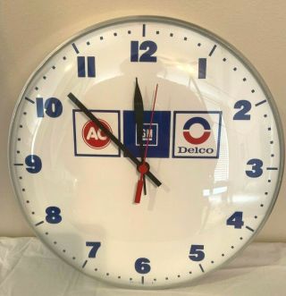 Ac Gm Delco Dealership 12 " Glass Front Wall Clock Vintage Rare Collector