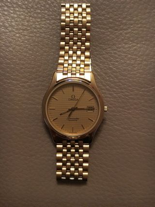 Omega Vintage 18k Gold Plated Mens Watch Quartz