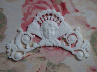 Antique French Cherub Crown Furniture Mount Embellishment Pediment Ornament