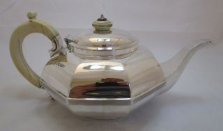 Good Antique George V Sterling Silver Octagonal Teapot,  1933,  758 Grams