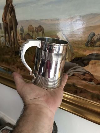 Antique Georgian Solid Silver Mug Pint Cup Tankard London 1800 By James Mince