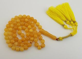 Islamic Prayer Tasbih Stone Amber Natural Baltic 66 Bead 30,  4g Vintage Old A - 276