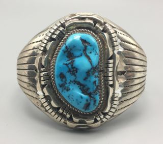 Vintage Turquoise Bracelet (nos) Sterling Silver Edison Gruber - Navajo