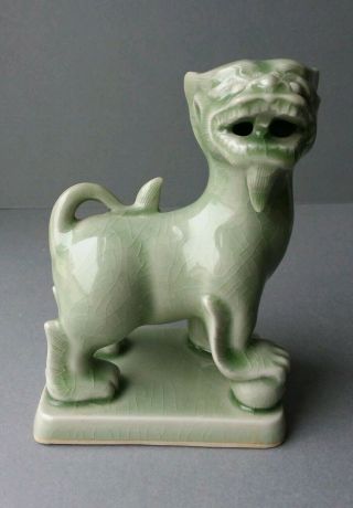 Celadon Green Glaze Foo Fu Dogs Guardian Lions Figurines. 3