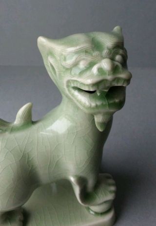 Celadon Green Glaze Foo Fu Dogs Guardian Lions Figurines. 4