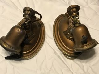 Vintage/antique Metal Wall Sconce Light Hanging Bell Set Of 2