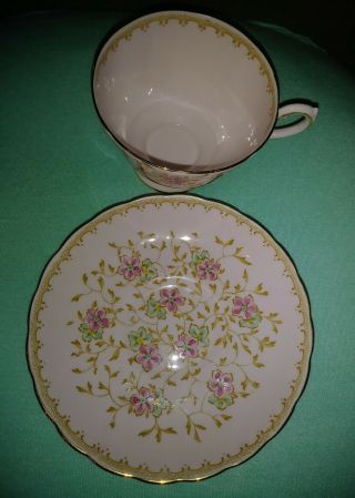 VINTAGE Tuscan Fine English Bone China Made In England Tea Cup Saucer Pink 2
