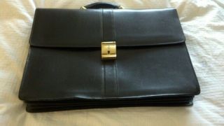 Mark Cross Vintage Briefcase Black Made Italy.  Msrp 2500 750.  00
