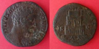 Ancient Coin Roman Sestertius Sesterce Marcus Aurelius Divus Marc Aurele