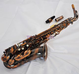 Professional Taishan Alto Saxophone Red Antique Eb Sax High F With Case