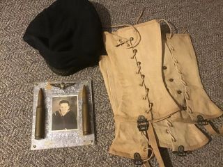 Wwii Naval Trench Art Picture Photo Frame U.  S.  Navy Sailor,  Hat & Leggings