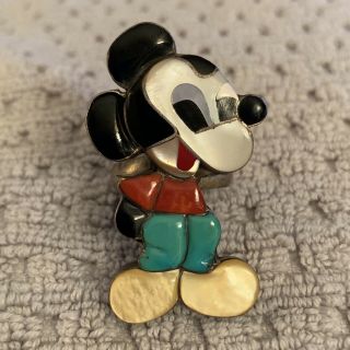 Vintage Mickey Mouse Zuni Pl Signed Ring - Size 8