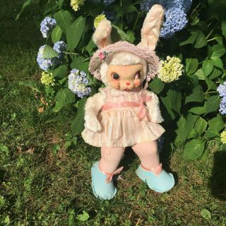 Vintage Rushton Star Creation Stuffed Toy Easter Bunny Rabbit Rubber Face 2