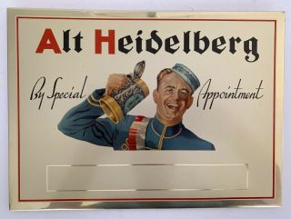 Vtg Alt Heidelberg Beer Lithographed Enameloid Finish Aluminum Tin Sign 8 " X 11 "