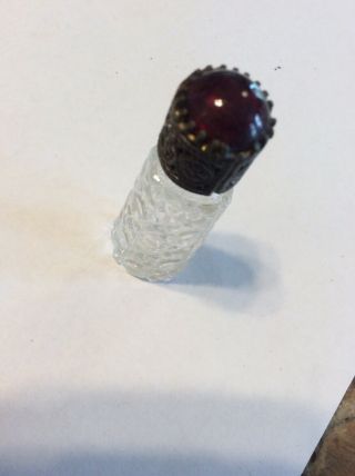 Vintage Czech Glass Irice Miniature Perfume Bottle Ruby Red Jewel 11