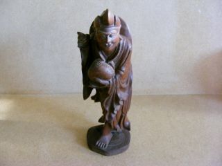 Antique Chinese Wooden Deity / Monk Carved Figure 5